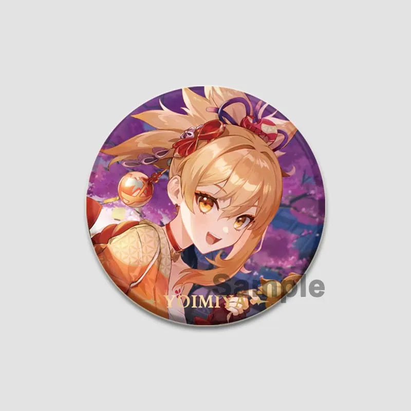 Genshin Impact Game Brooches 58mm Round Button Pins for Backpack Jackets Jewelry Cartoon Cosplay Badge Hutao Zhongli Xiao Badges Pi-Mart