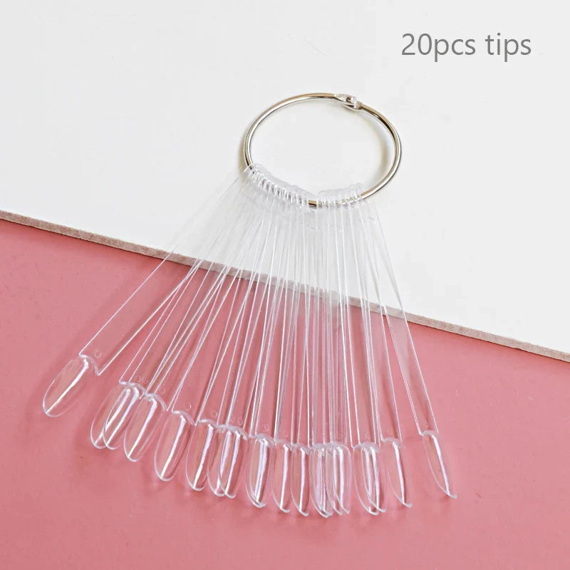 80/50/20pcs Nail Display Sticks Nail Swatch False Nail Tips Nail Gel Polish Practice Clear Display Board for Nail Art Tools Tri Light Beauty
