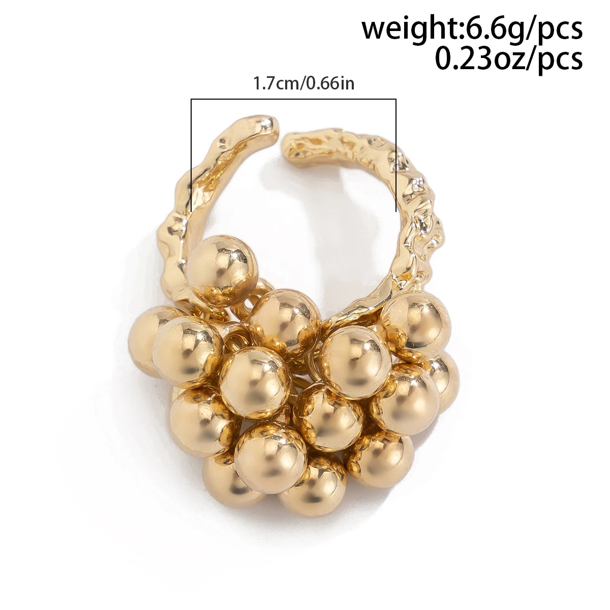 IngeSight.Z Creative Design CCB Small Ball Ring for Women Men Trending Irregular Metal Open Finger Ring Couple Punk Jewelry Pi-Mart