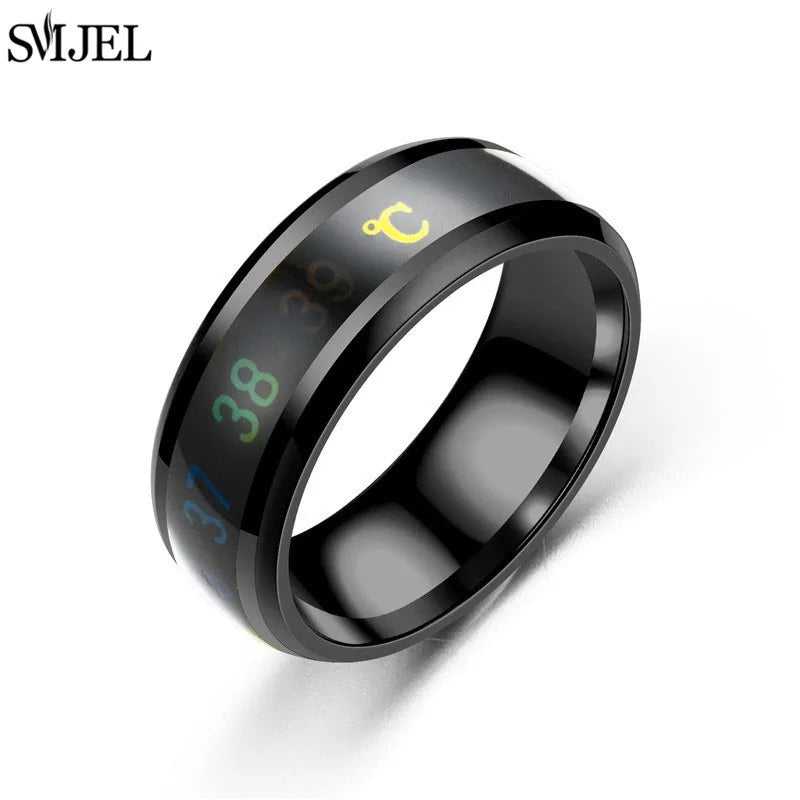 Smart Sensor Body Temperature Ring Man Women Multifunctional Stainless Steel Display Real-time Temperature Test Finger Rings Pi-Mart