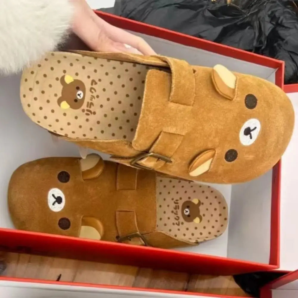 New Thick Bottom Rilakkuma Women's Shoes Cartoon Height Increase Anime Periphery Retro Cute Rilakkuma Slippers LadyShow.Store