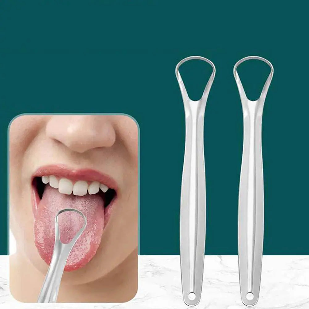 1Pcs Portable Single Layer Tongue Scraper Reusable Stainless Steel Oral Mouth Brush Tongue Scraper Fresh Breath Maker Tri Light Beauty
