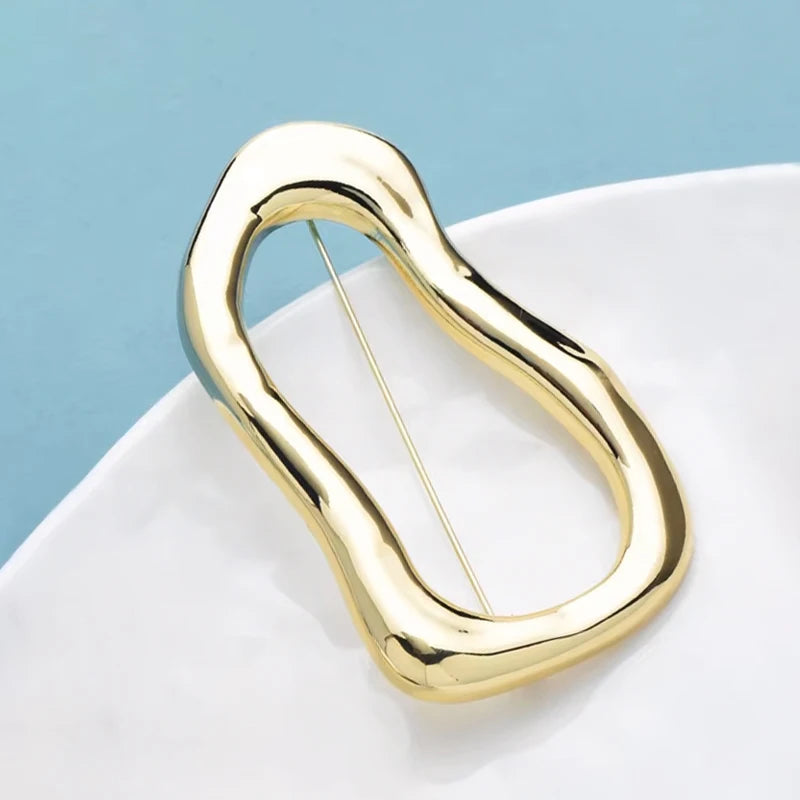 Wuli&baby Stainless Steel Big Circle Brooches Pins For Women Men 2-color All-match Geometric Brooch Gifts Pi-Mart