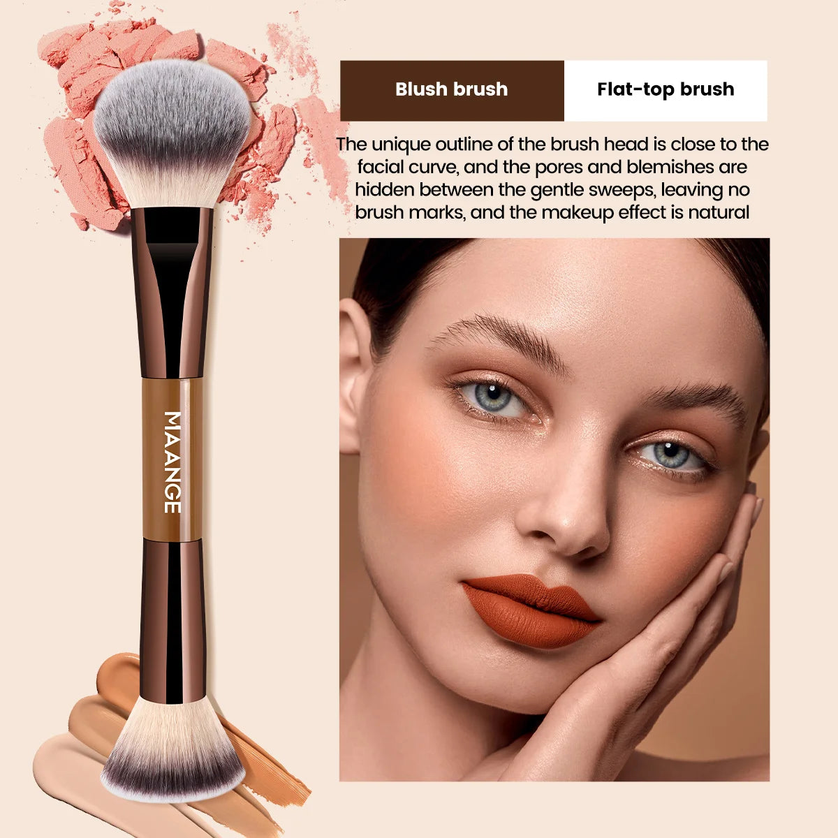 MAANGE 13pcs Makeup Brushes with Storage Bag Foundation Brush Powder Blusher Brush Eye Brush Multi-functional Makeup Brush Set Pi-Mart