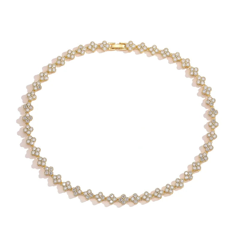 HECHENG,AAAAA Brass 18K gold-plated Flower Necklace Bracelet Jewelry Set ，for Christmas gift for women and best friend Pi-Mart