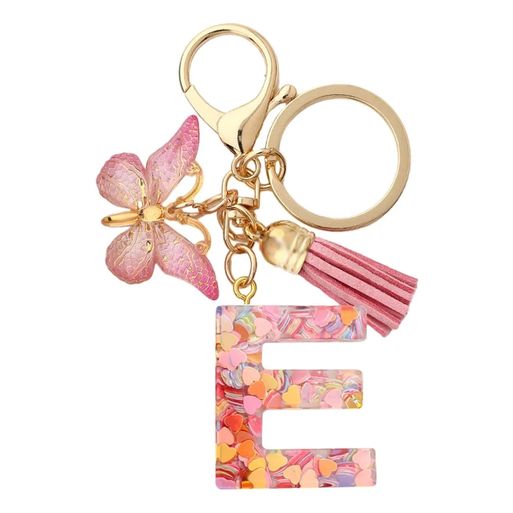 Fashion DIY A-Z Letters keychain Metal Holder Pendent Key Chain Women Car Key Ring Simple Letter Name Key Party Gift Jewelry Pi-Mart