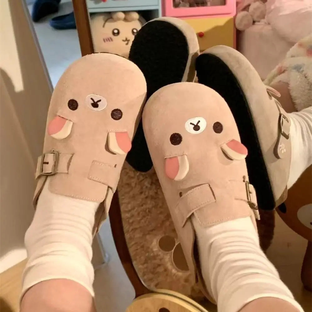 New Thick Bottom Rilakkuma Women's Shoes Cartoon Height Increase Anime Periphery Retro Cute Rilakkuma Slippers LadyShow.Store