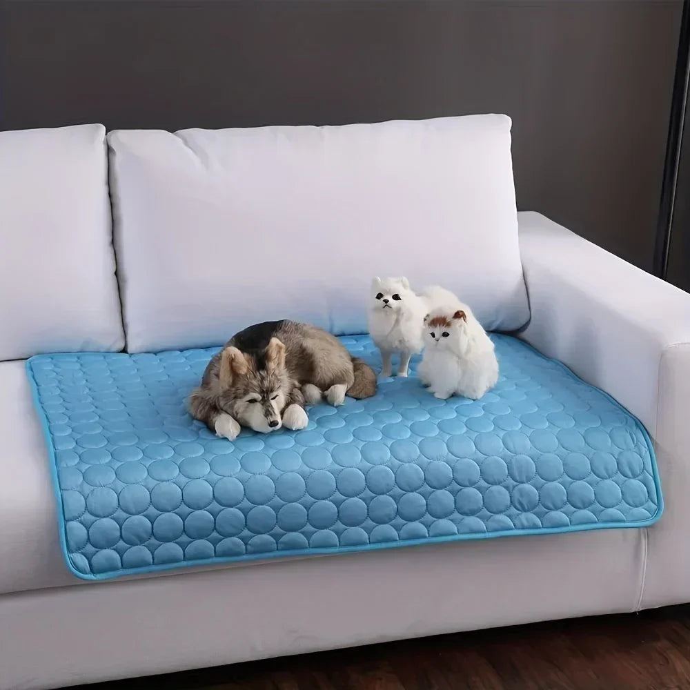 Summer Pet Ice Pad Cool Sleeping Mat Breathable Ice Silk Washable Pet Bed Durable Dog Cat Cushion Pet Supplies for Home Outdoor Pi-Mart