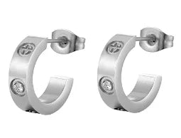 Luxury Shiny Zircon Hoop Earrings for Women Trendy Golden Stainless Steel Wed Ear Geometric Circle Earring Jewelry Pendientes Pi-Mart