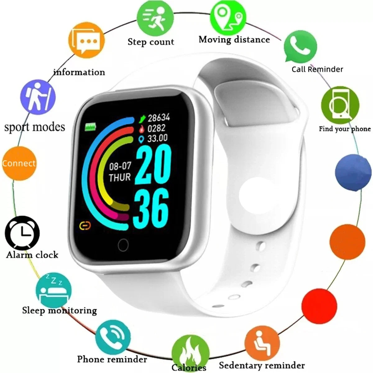 Smart Watch For Women Men Wristwatch Bluetooth Connected Phone Player Music Fitness Sport Bracelet Sleep Monitor Digital Watches LadyShow.Store