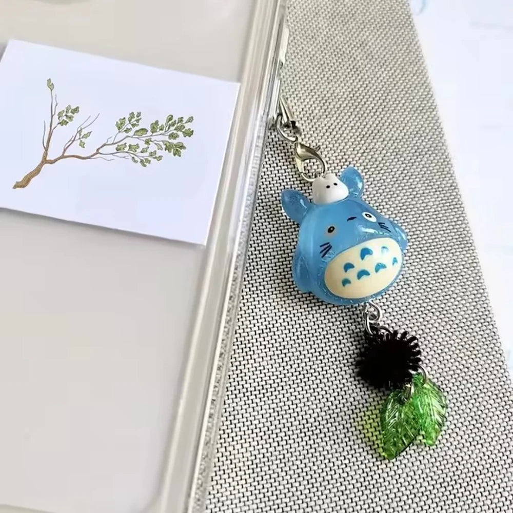 Kawaii Blue Animal Totoro Phone Charm Soot Sprite Keychain Woodland Anime Cat Cosplay Pendant Accessories Handmade Y2K Gift Pi-Mart