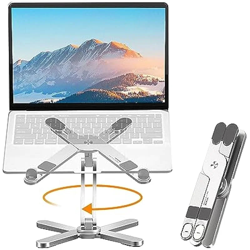 Laptop Stand with 360 Rotating Base, Computer Notebook Laptop Riser Metal Holder for Desk Collaborative Work, Fits All MacBook Pi-Mart