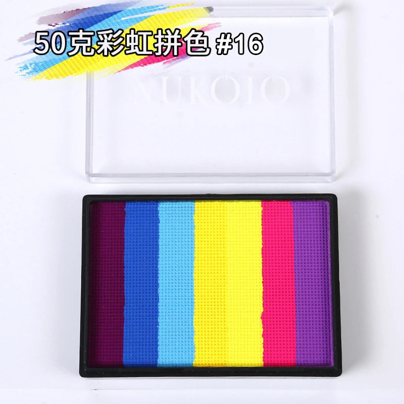 50g Facial and Body Paint Palette,Non-Toxic Rainbow Water-Soluble Body Paint for Rainbow Festival,Cosplay,Party,Art,Stage Makeup Pi-Mart