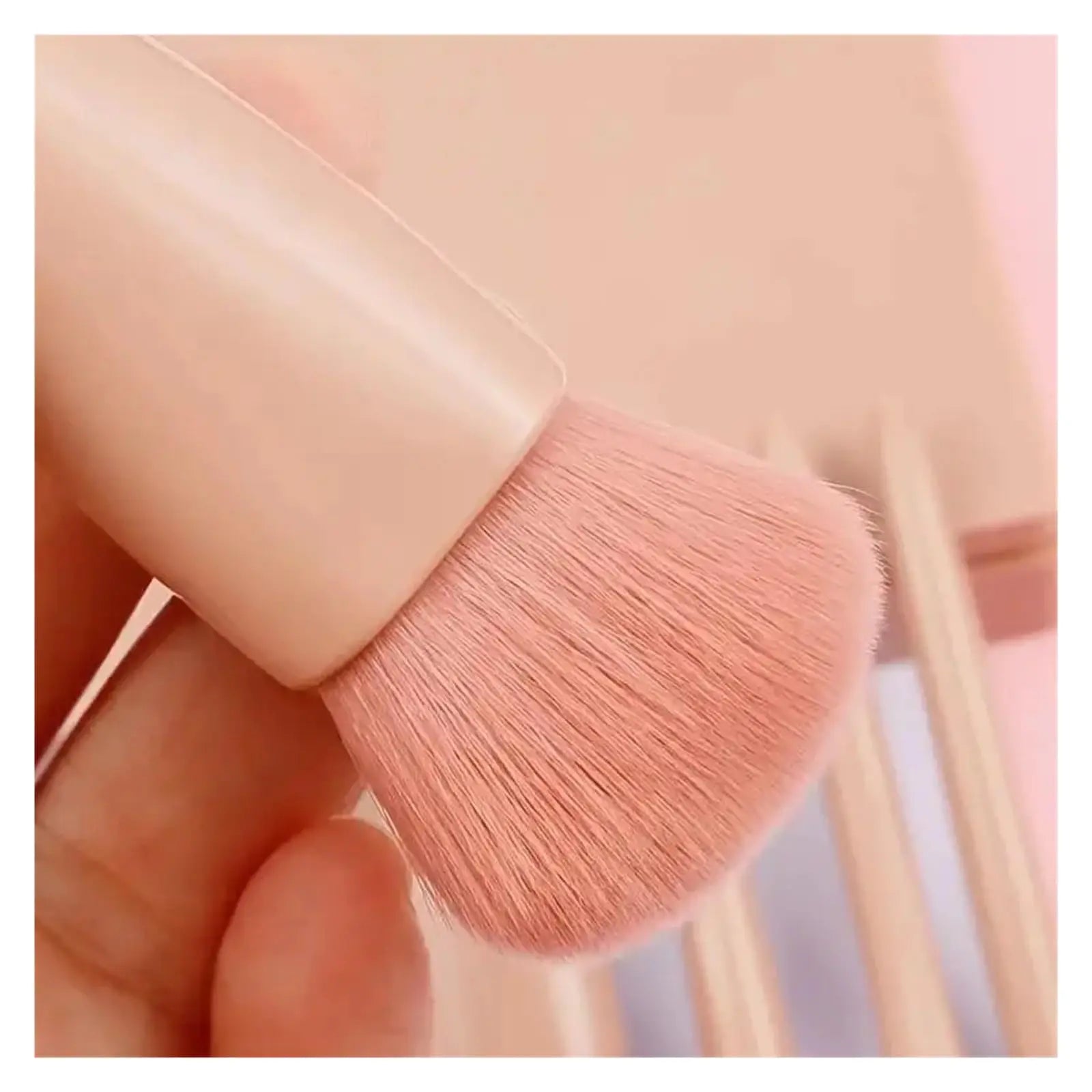 5pcs Mini Travel Size Makeup Brushes Set - Complete Function Cosmetic Brushes Kit with Storage Case And Mirror for On-the-Go App Tri Light Beauty