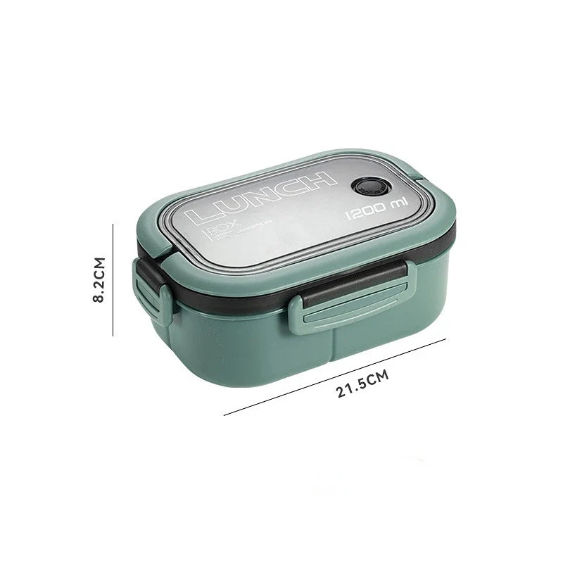 1200ML 2 Layer Bento Lunch Box With Spoon Fork, Kid High Capacity Microwae Food Containers Portable Leakproof Office Camping LadyShow.Store