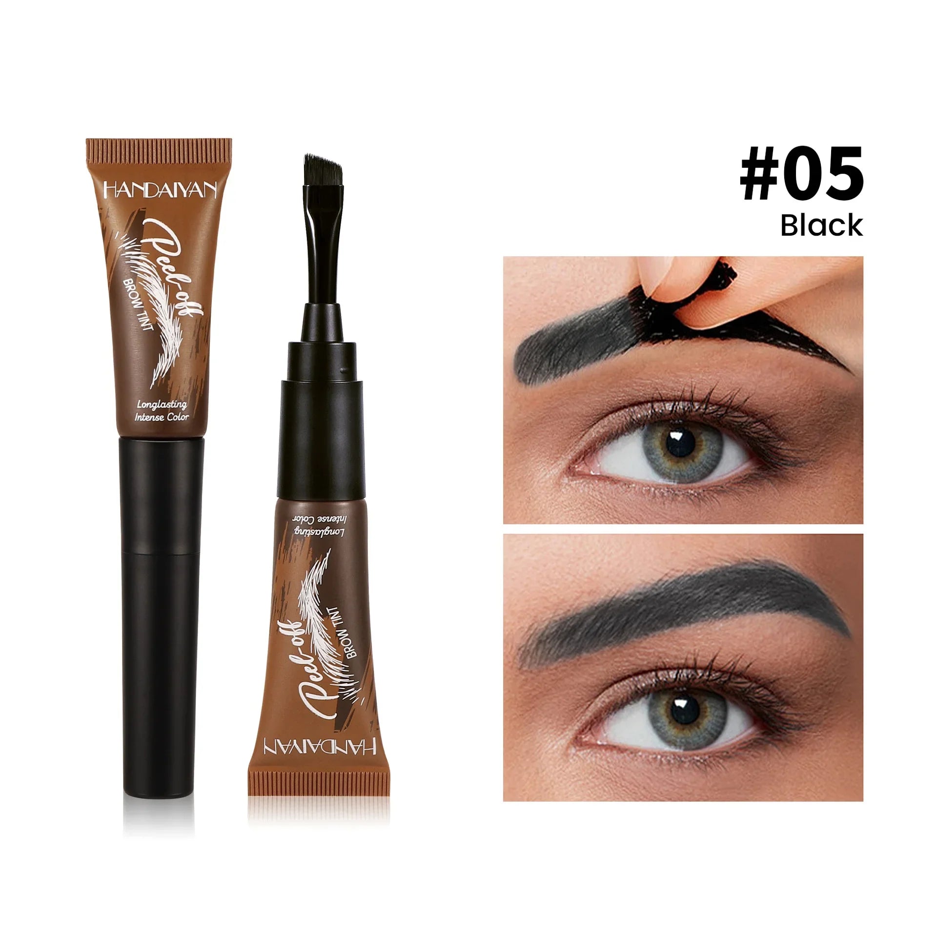 HANDAIYAN 5-color brush head peel-off eyebrow tint Waterproof, long-lasting, and smudge-proof peel-off eyebrow tint Tri Light Beauty