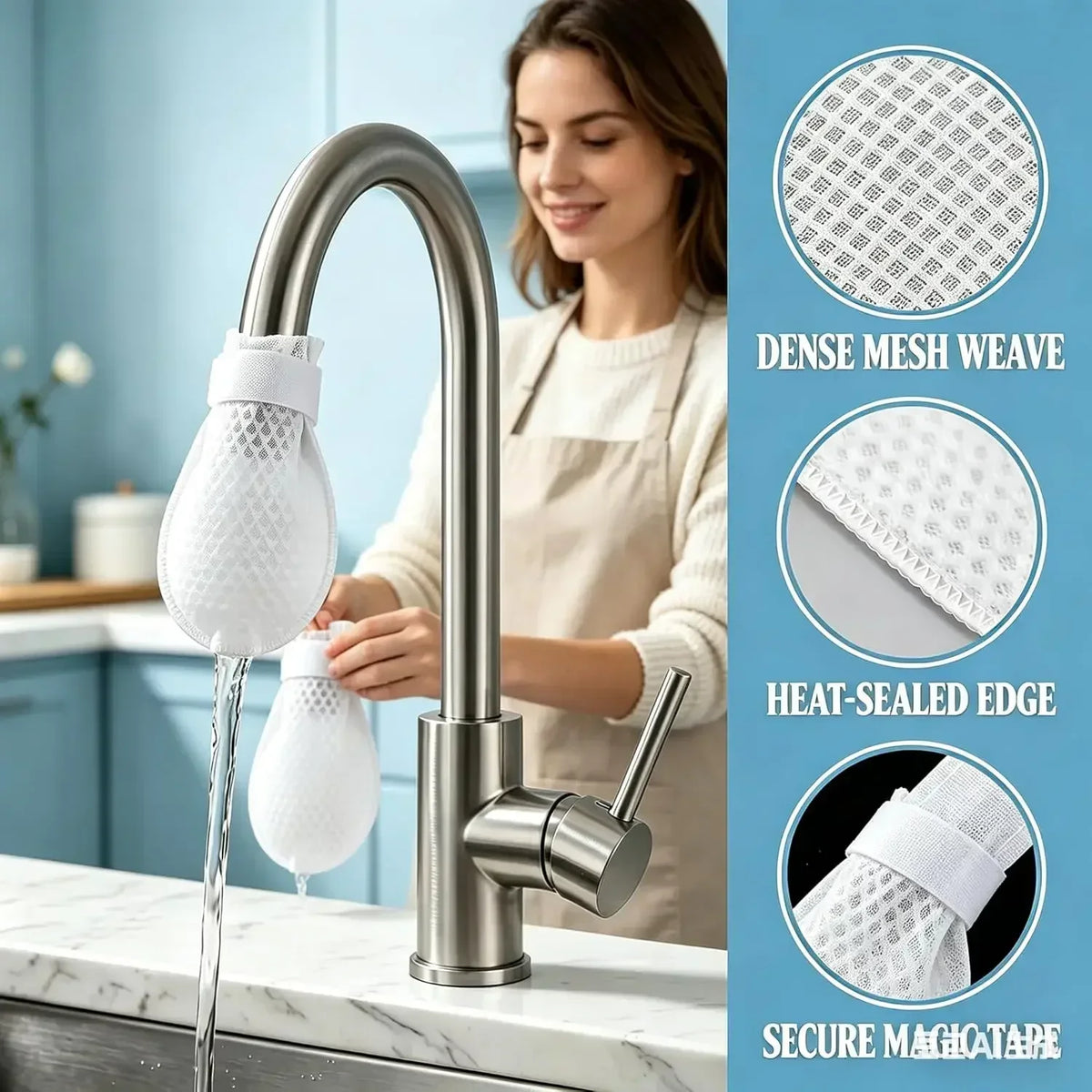 300/30PCS Faucet Filter Cotton Tap Water Filter Bag Faucet Anti Splash Tap Purifier Bag Kitchen Thickened Washable Sediment Bag Pi-Mart