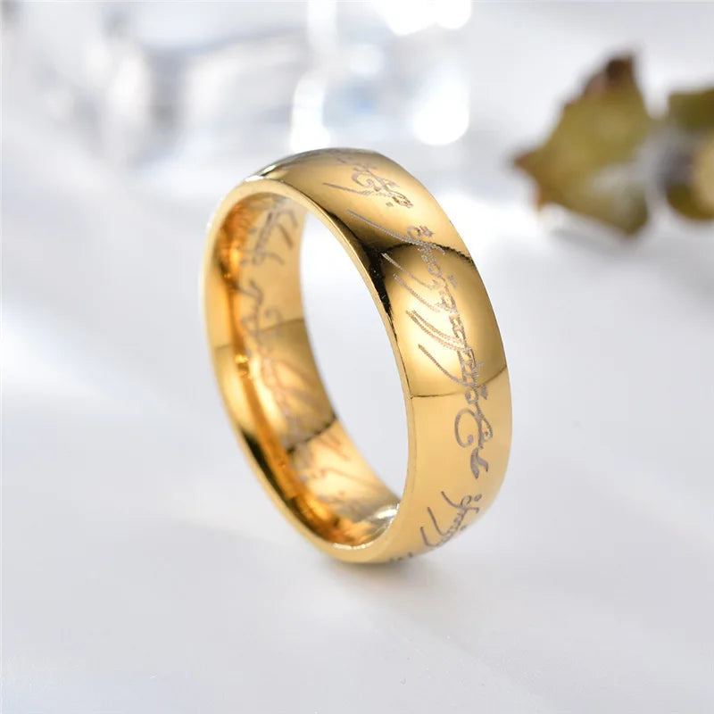 6MM Stainless Steel Laser Engraving Exquisite Couples Wedding Rings, Men And Women Fashion Movie Jewelry Gifts Wholesale Pi-Mart