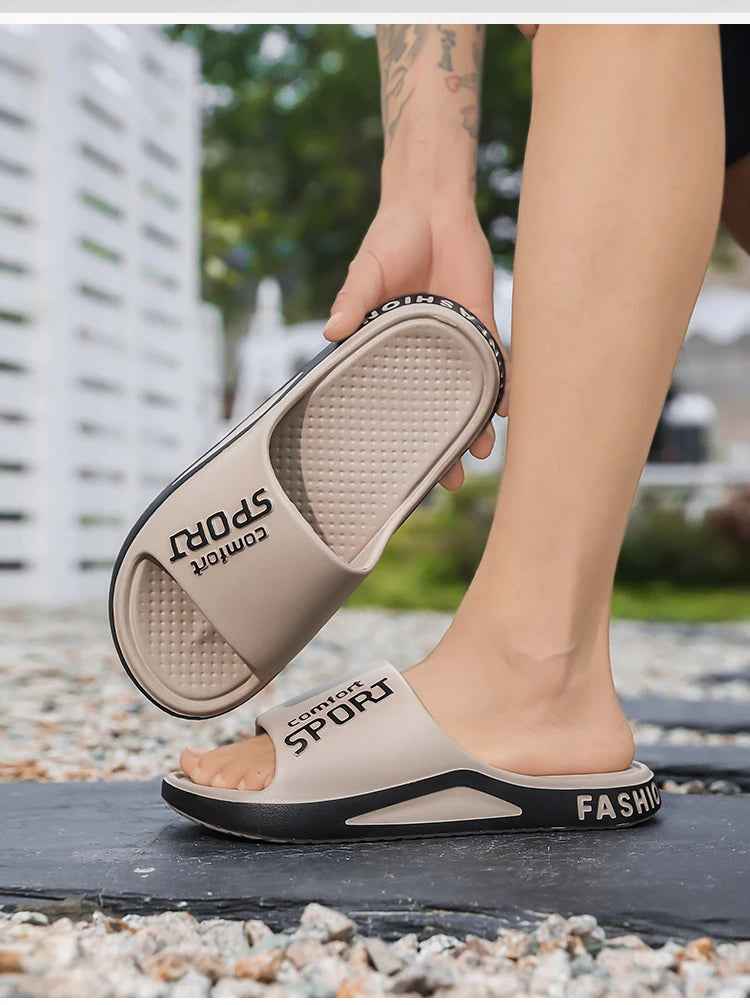 Fashion Men's Sandals Summer EVA Comfortable Anti-Slip Soft Soles House Slippers for Indoor Outdoor Wear Breathable Shower Slide Pi-Mart