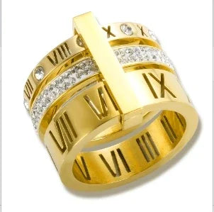 Personality Round Beads Ring Band Small Clear Crystal Zircon Waterproof Stainless Steel Rings Simple Granular Fine Jewelry Pi-Mart