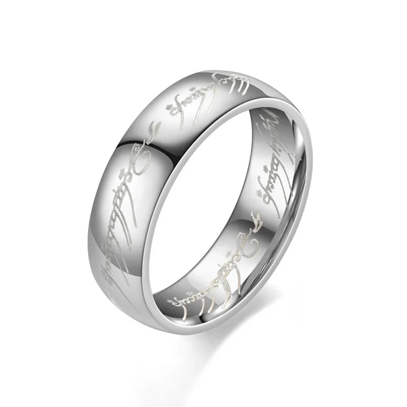 6MM Stainless Steel Laser Engraving Exquisite Couples Wedding Rings, Men And Women Fashion Movie Jewelry Gifts Wholesale Pi-Mart