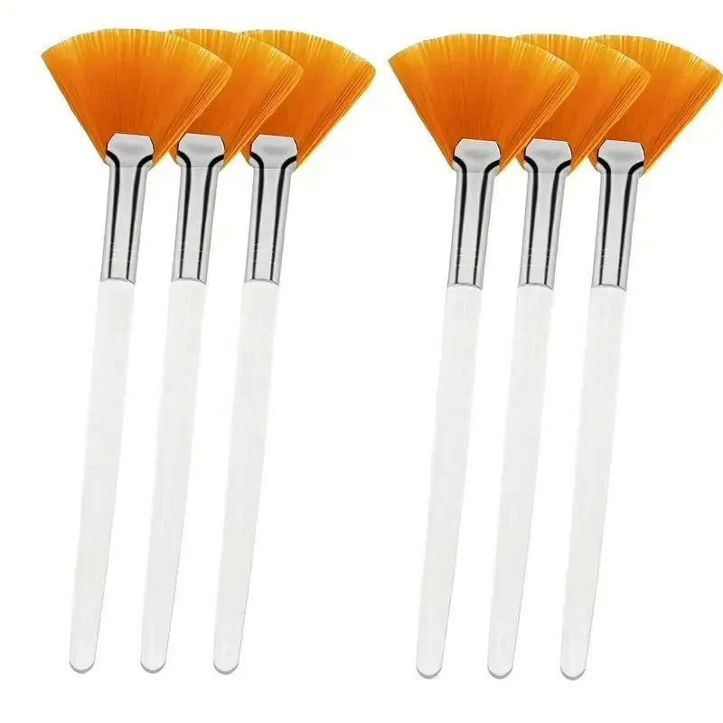 3/6/12 Pieces Facial Fan Mask Brushes Soft Mask Brush Applicator Esthetician Facial Mask Brushes For Women Girls Cosmetic Tools Tri Light Beauty