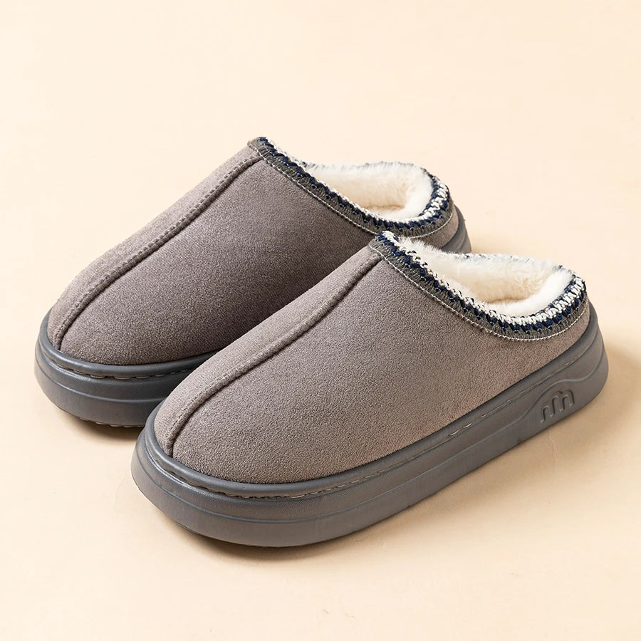 Winter Women's Slipper Fashion Fuzzy Fur Anti-slip Soft Sole Outdoor Indoor Warm Comfort Men Leisure Plush Houseshoes Couple Pi-Mart