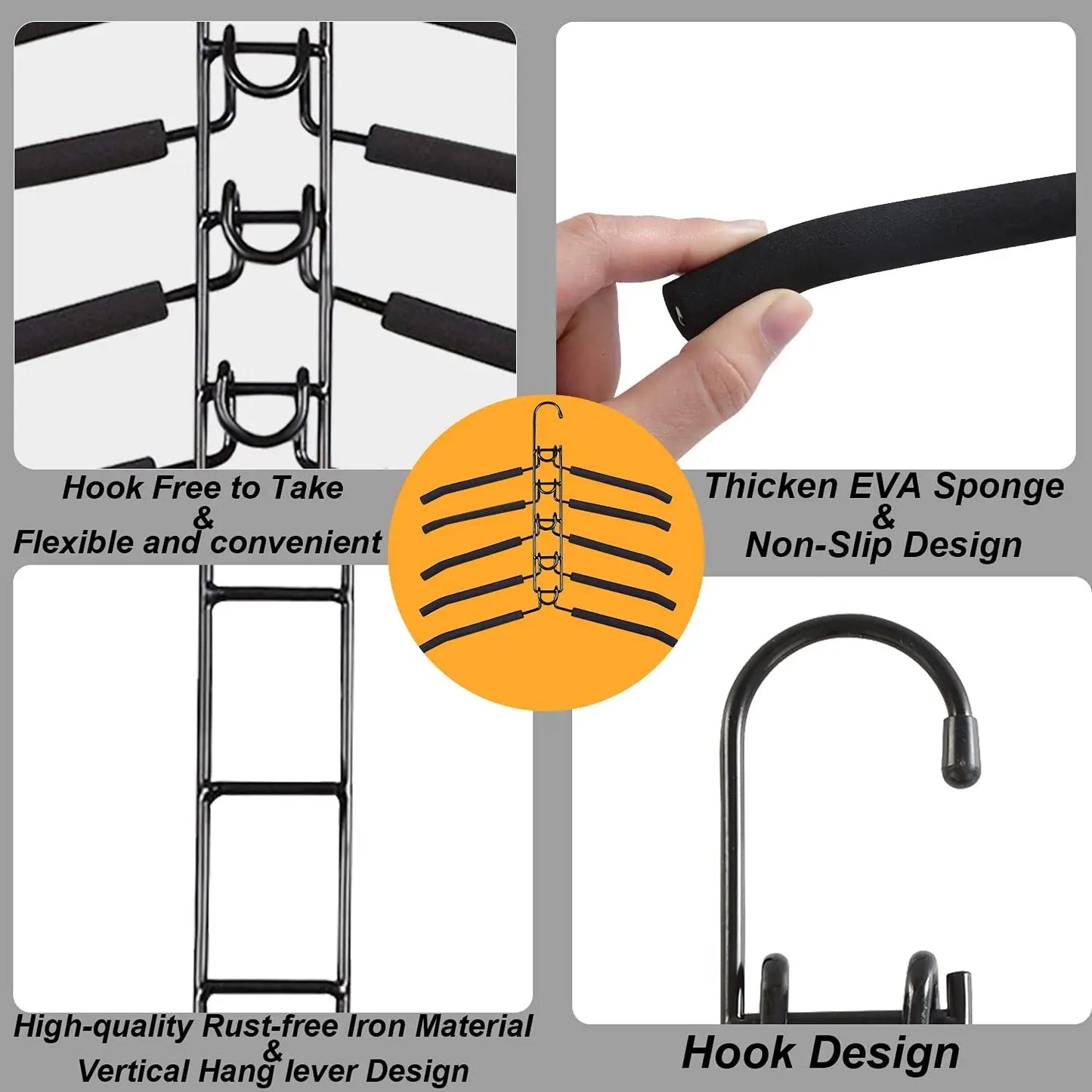 5pcs Multi-Tier Hanging Closet Hanger with Hooks Space-Saving Organizer for Closet Coats Shirts Dresses Jackets Hanging Storage LadyShow.Store