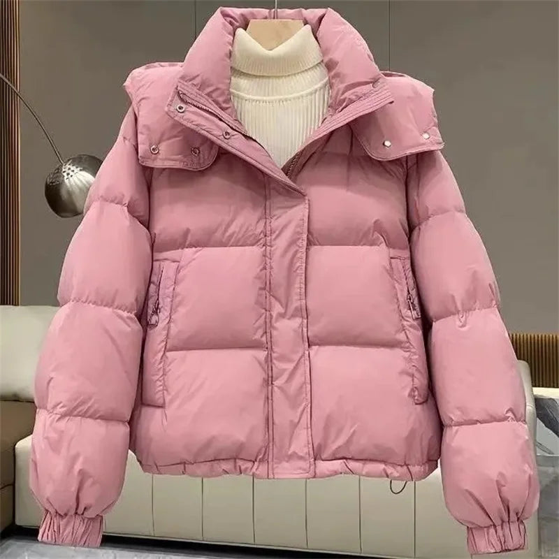 Cotton-Padded Coat Ladies New Autumn Winter 2025 Korean Down Jacket Women's Parkas Short Bread Outerwear Hooded Cotton Jackets LadyShow.Store