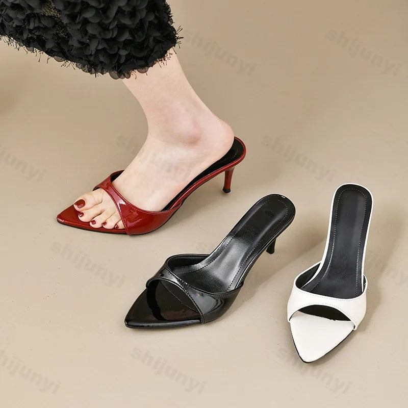 Women's High Heels Summer Slippers Women Sandals Fashion Classic Pointy Open Toe Stiletto Heels Sexy 2025 High-heeled Slippers LadyShow.Store