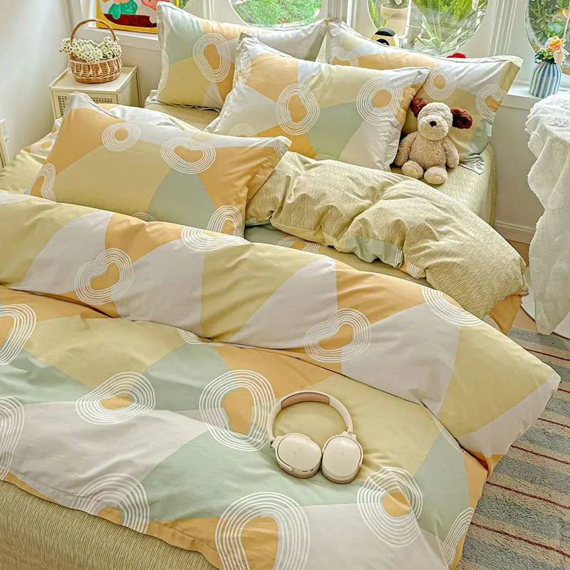 100% Cotton Bedding Set Duvet Set, Quilt Cover Pillow Sham, Wrinkle Free Machine Washable, All Season Comfort 240x220 Pi-Mart