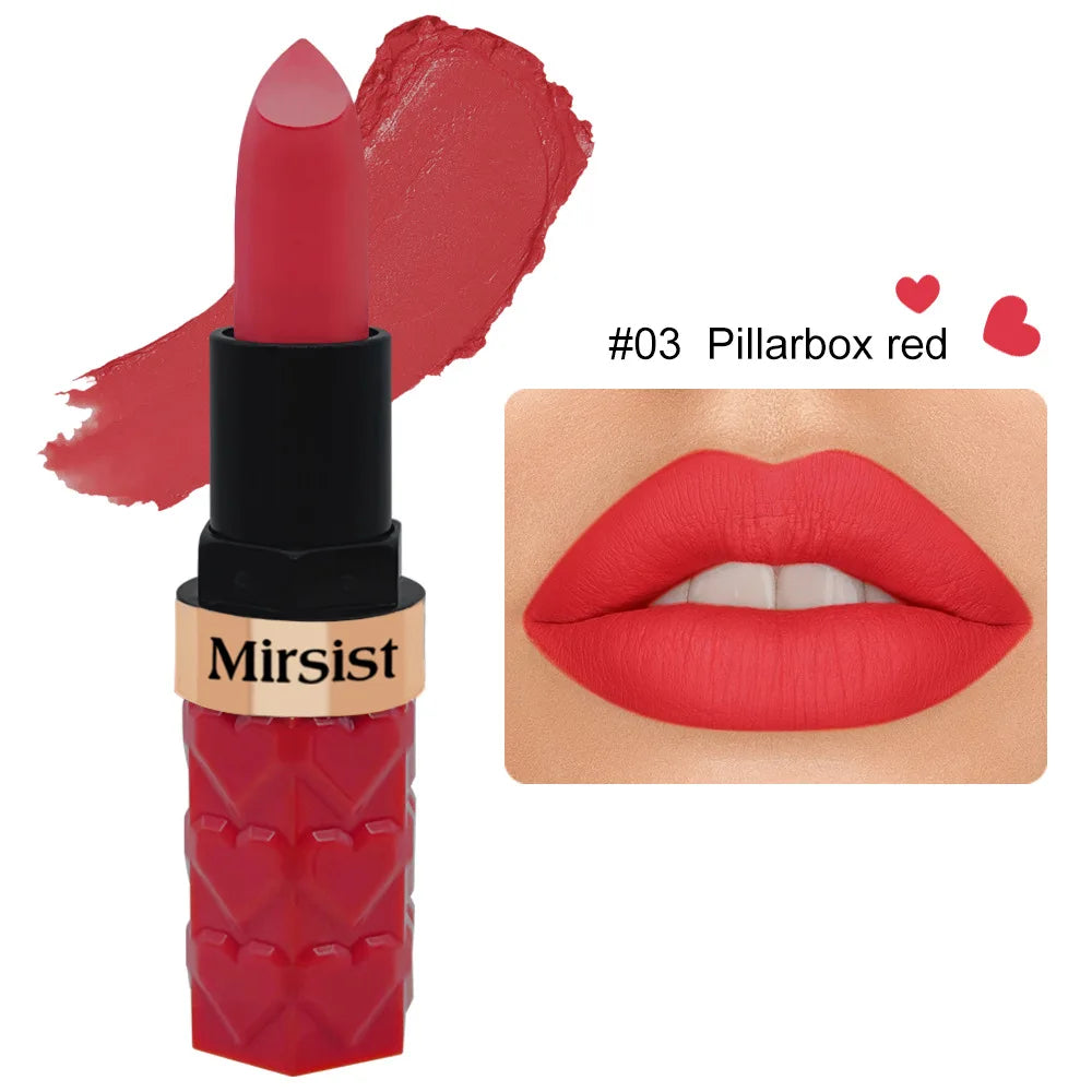 Matte Lipstick Nude Peach Brown Cherry Shades Velvety Smooth Long-Lasting Rich Pigment Waterproof Non-Stick Cup Lip Stick Makeup Pi-Mart