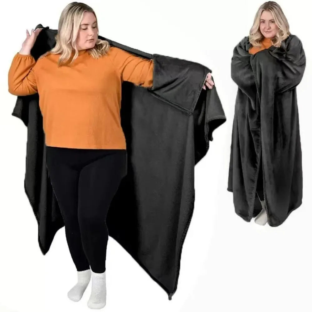 Cozy Flannel Winter Wearable Blanket Warm Sofa Throw Blanket Soft Thickened Leisure Blanket Winter Pi-Mart