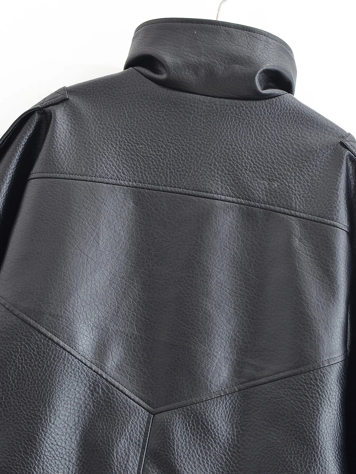 HH Autumn Faux Leather Jacket For Women Casual Solid Long Sleeve Zipper Pu Leather Coats New Fashion Female Streetwear Pi-Mart