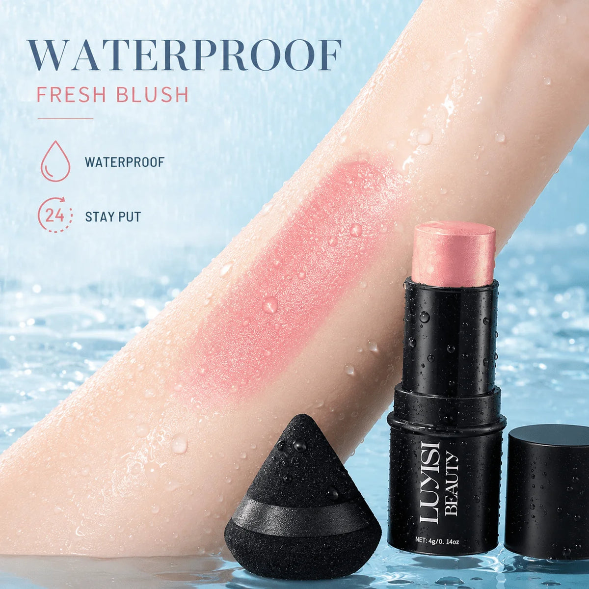 1PC Soft Rosy Color Blush Stick,Creamy Face Makeup,Waterproof,Natural Radiant Glow Finish, Lightweight Cheek,For Daily Makeup, Pi-Mart