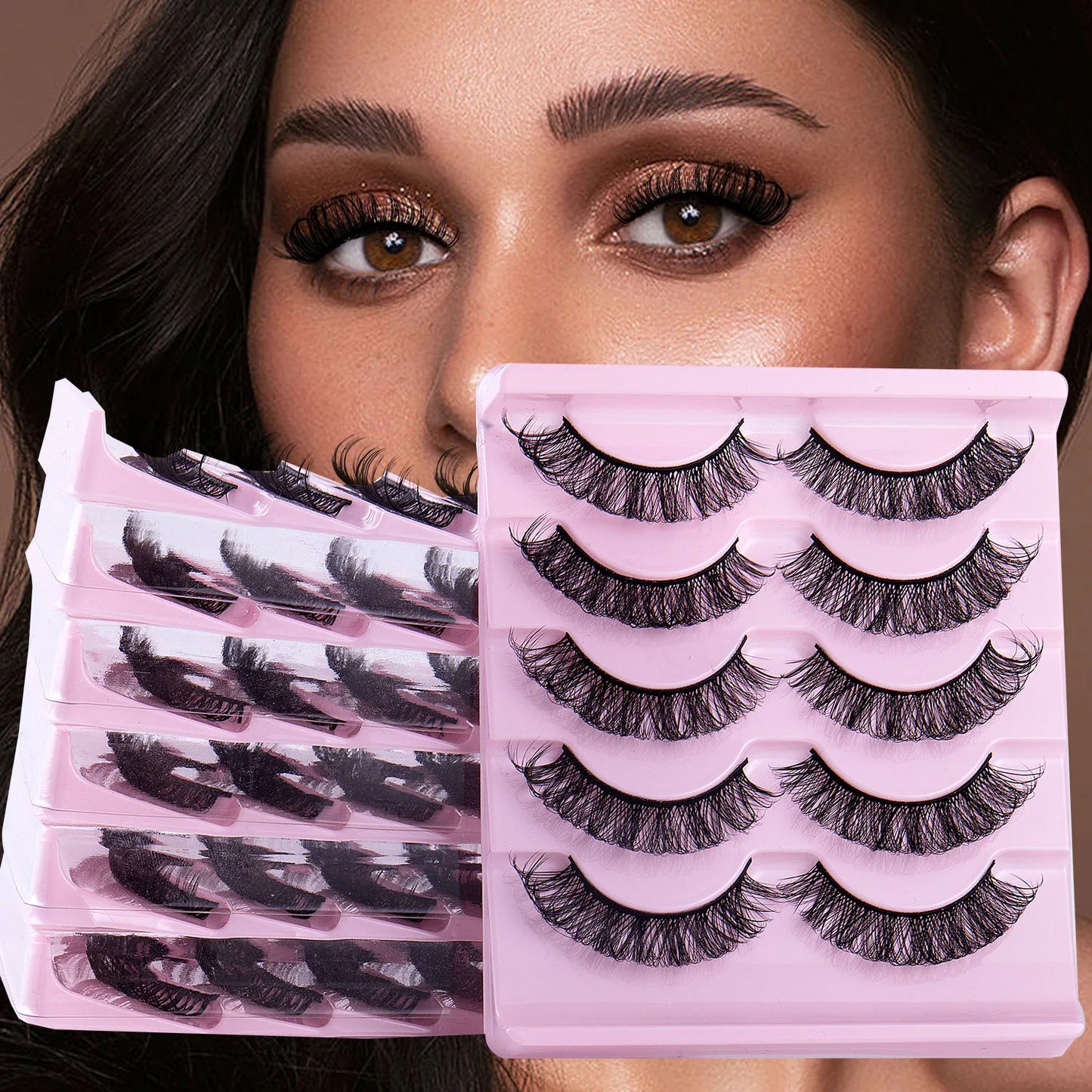 Fashion Russian Strip Lashes 2/5/10 Pairs 3D Mink Lashes Natural Eyelashes Dramatic False Eyelashes Wholesale Eyelash Extension Pi-Mart