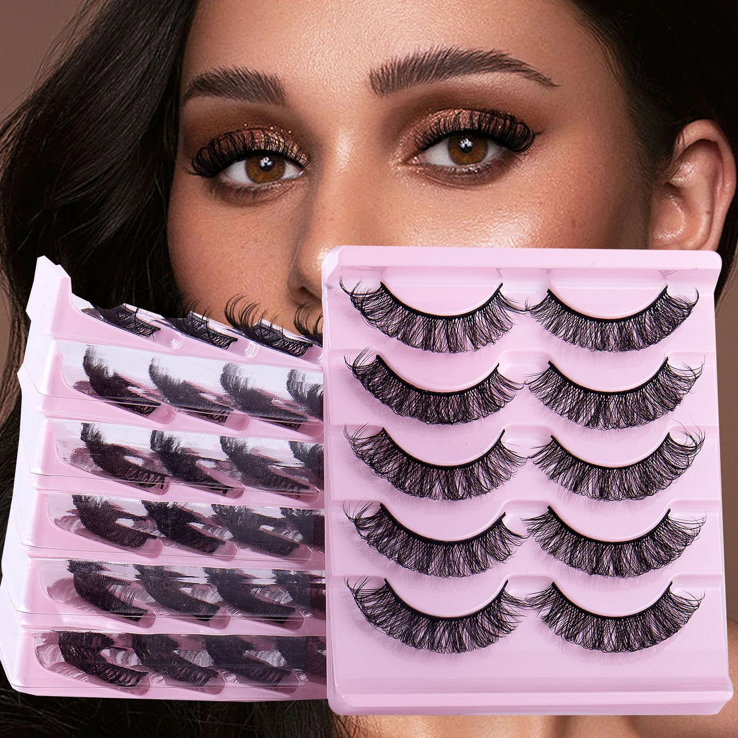 Fashion Russian Strip Lashes 2/5/10 Pairs 3D Mink Lashes Natural Eyelashes Dramatic False Eyelashes Wholesale Eyelash Extension Pi-Mart