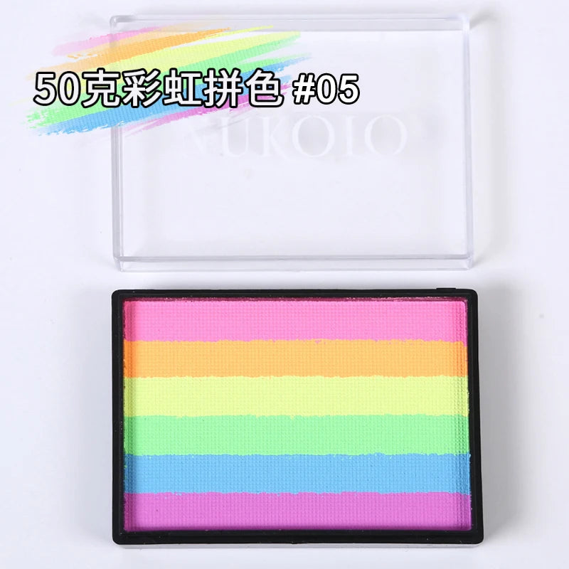 50g Facial and Body Paint Palette,Non-Toxic Rainbow Water-Soluble Body Paint for Rainbow Festival,Cosplay,Party,Art,Stage Makeup Pi-Mart