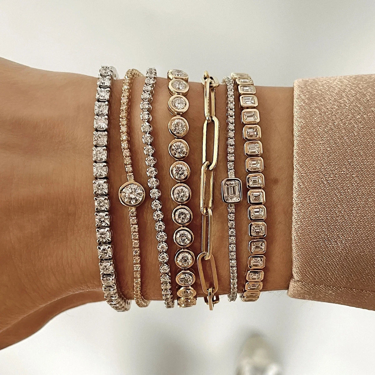 Geometric High Quality Fashion Women Jewelry Bezel Set Round Shaped Tennis Chain Bracelet Necklace Set Pi-Mart