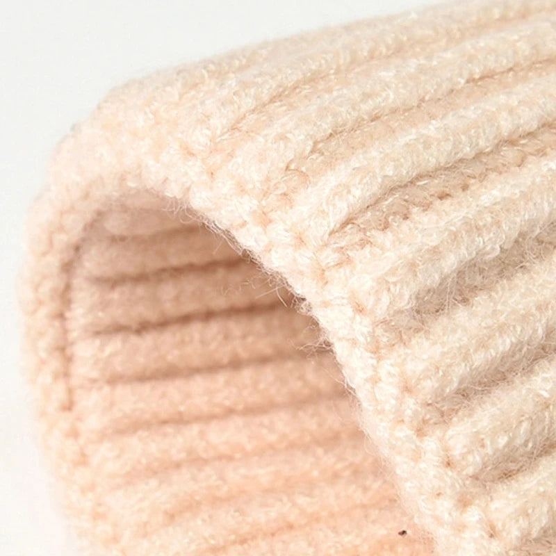 Winter Knitted Hat Warm Outdoor Sport Cold Protection Running Beanie Cap Elastic Thermal Cycling Skull Roll-up Cuffed Cap Pi-Mart