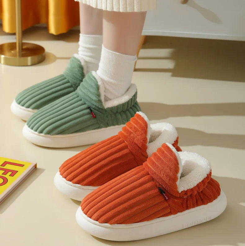 Evshine Soft Sole Slippers For Women Winter Fashion Women Fur Slippers Fuzzy Plush Men Slippers Warm Furry Women Cotton Shoes Pi-Mart