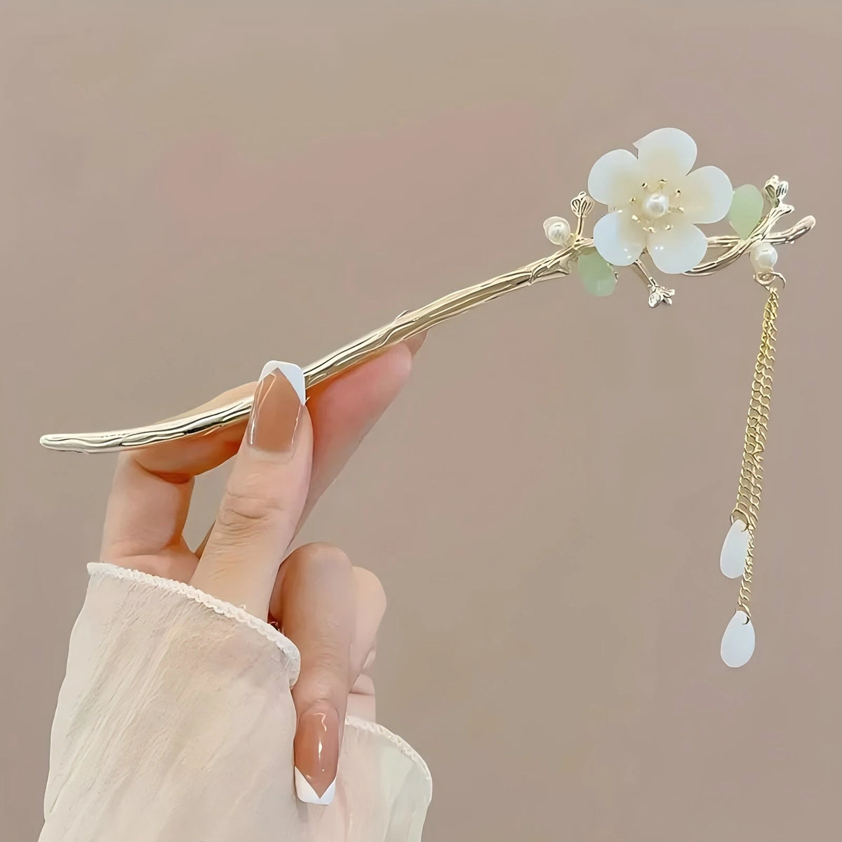 Elegant Chinese Style Hair Clip Tassel Hair Stick Traditional Floral Design Hairstyle Accessory Women Jewelry Hairpin Hairneedle Pi-Mart