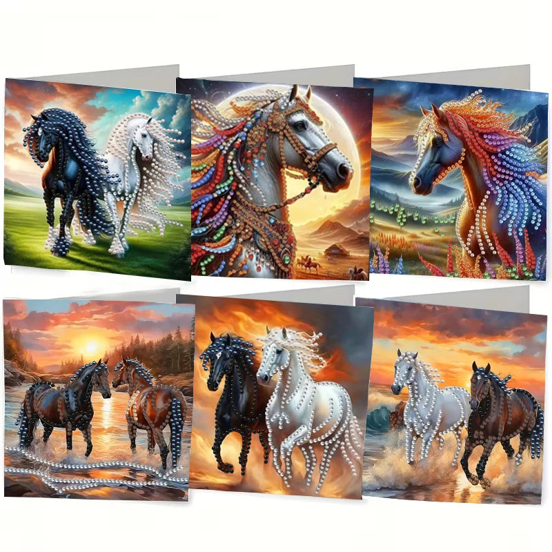 6-Piece/Set DIY Diamond Painting Kit Birthday Card Kit, Unique Flower Pattern Design, Rhinestone Diamond Painting Art Mosaic Pos Pi-Mart