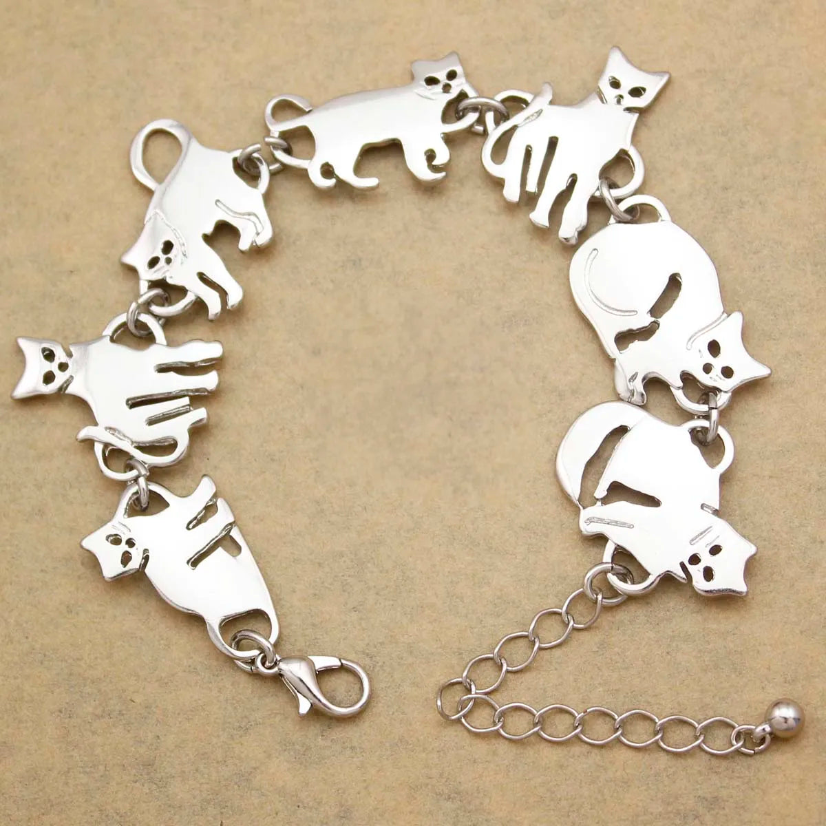 Clearance_Cat Pendant Charm Chain Link Bracelets For Women Cowgirl Cuff Bangles Fashion Jewelry Egyptian Bastet Pulseira Accesso Pi-Mart