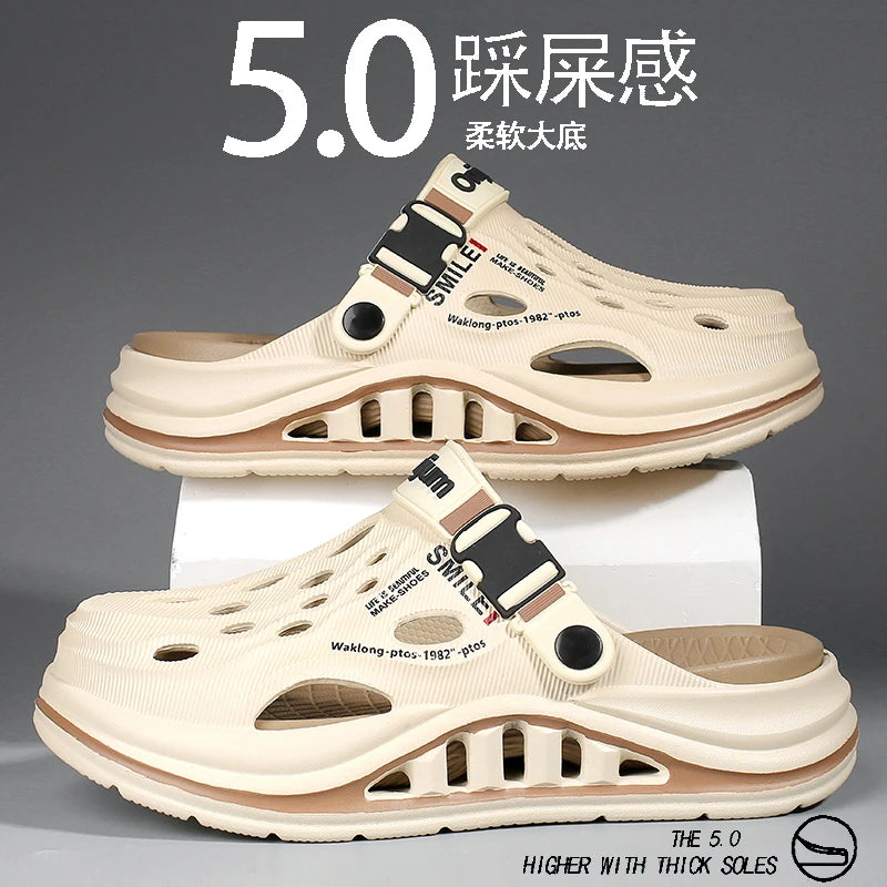 2026 New Men's Holes oes Summer Thi Bot Anti-Slip Driving Beach Slippers Spor Casual EVA Injection Moulding Footwear Pi-Mart
