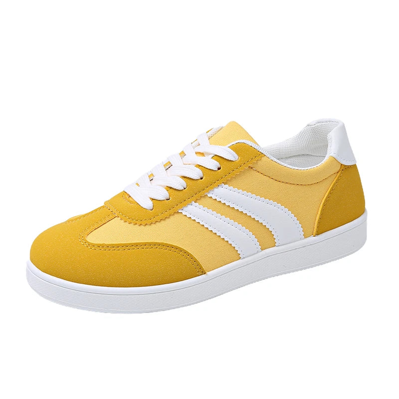 Women Tennis Sneakers Flats Ladies Fashion Mixed Colors Lace-up Vulcanized Shoes Spring Autumn Woman Outdoor Trainers Footwear Pi-Mart