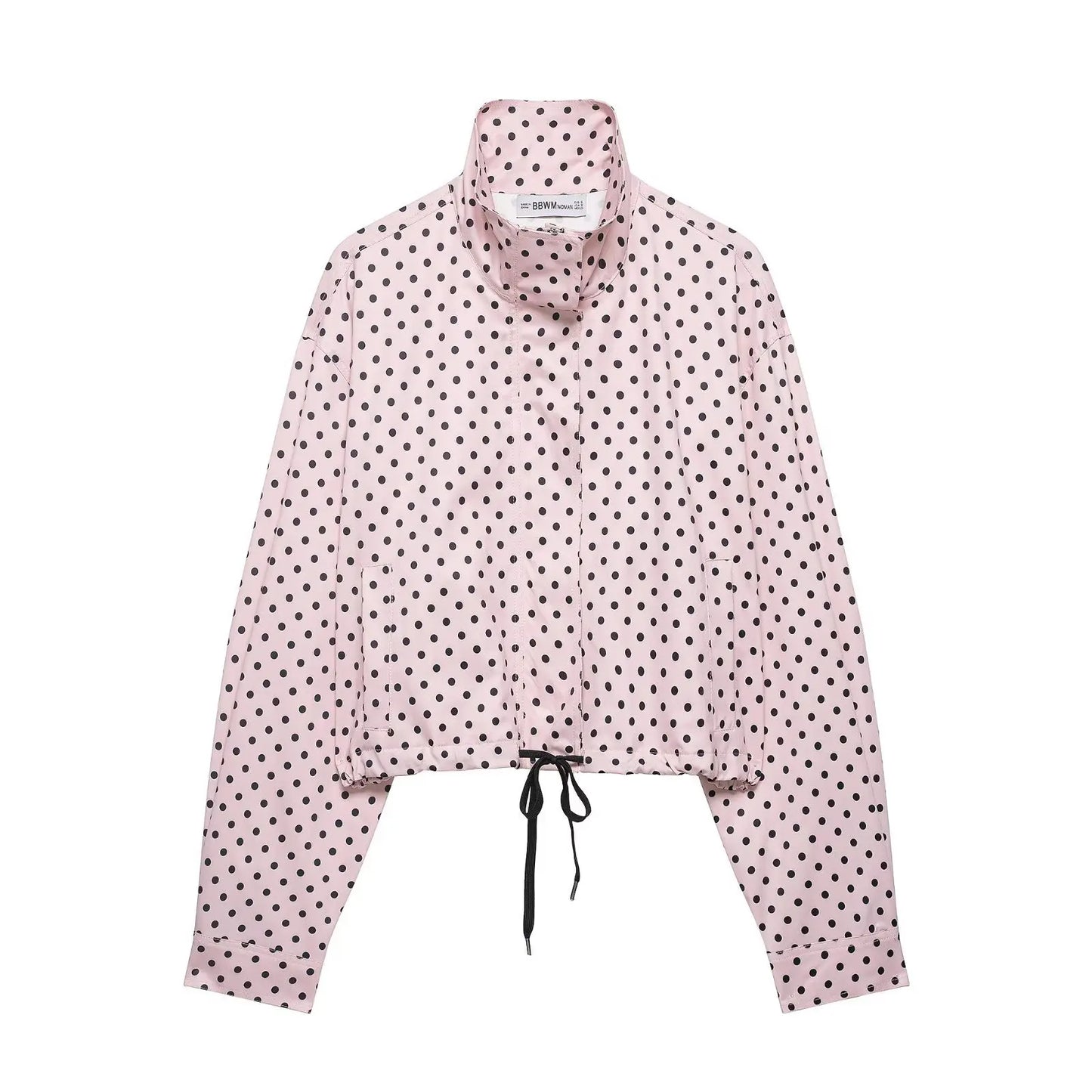 TARUXY Fashion Polka Dot Print Jacket Coat Women's Stand Collar Long Sleeved Workwear Coat Ins Hot Short Casual Female Jackets LadyShow.Store