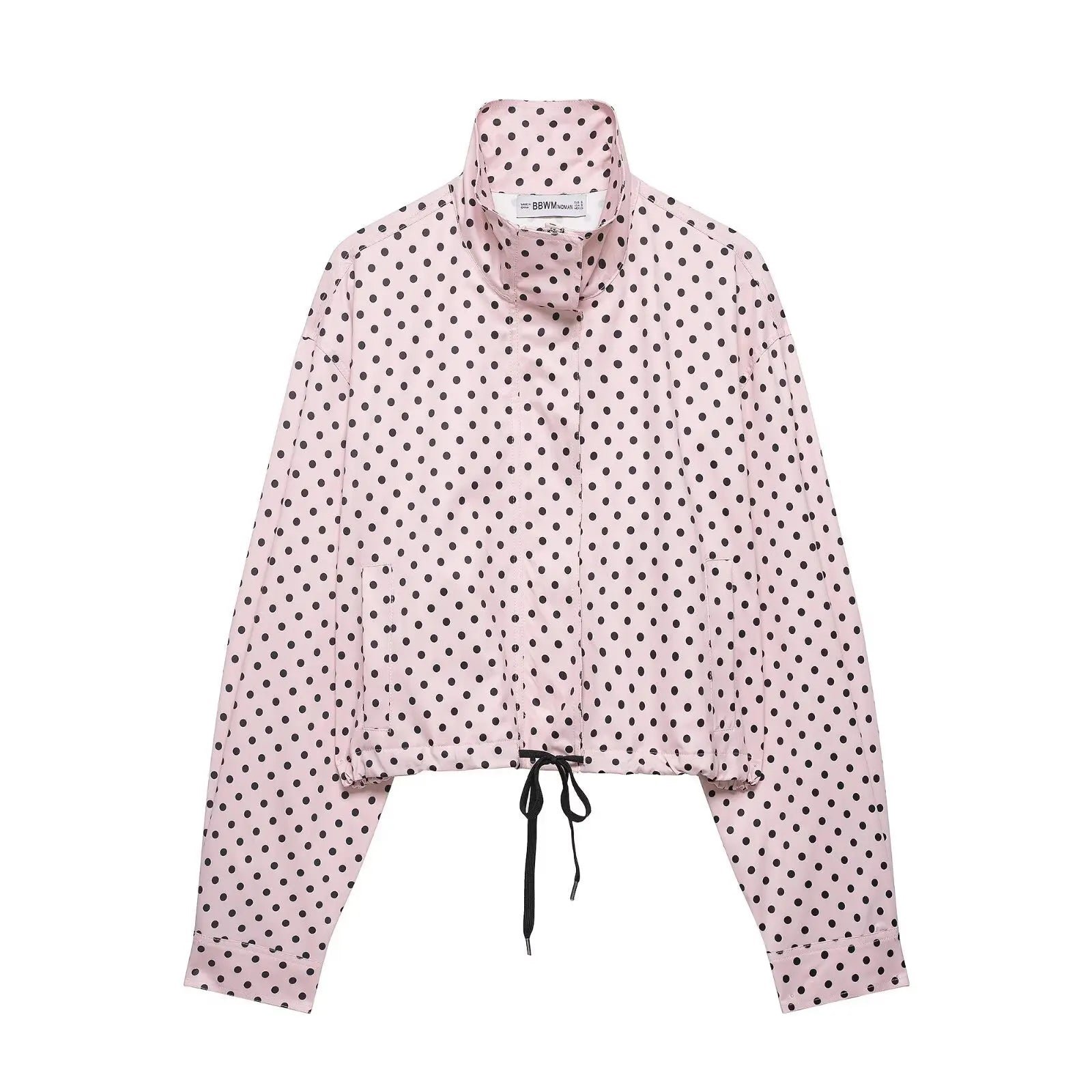 TARUXY Fashion Polka Dot Print Jacket Coat Women's Stand Collar Long Sleeved Workwear Coat Ins Hot Short Casual Female Jackets LadyShow.Store