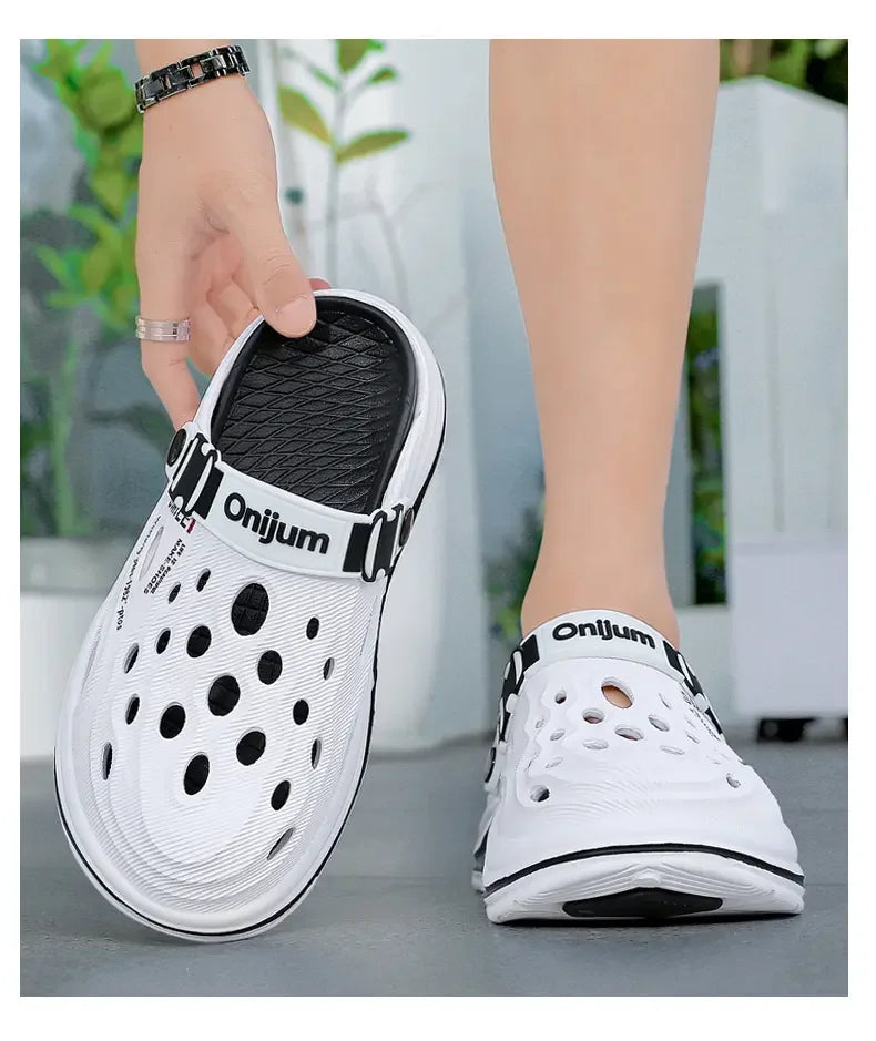 2026 New Men's Holes oes Summer Thi Bot Anti-Slip Driving Beach Slippers Spor Casual EVA Injection Moulding Footwear Pi-Mart