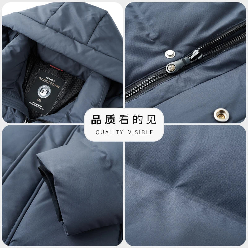 Real 85% Goose Down Jacket Men 2025 Winter Warm Puffer Coat Luxury Hood Thermal Outdoor Jacket Goose Down Parkas Zipper Clothes LadyShow.Store
